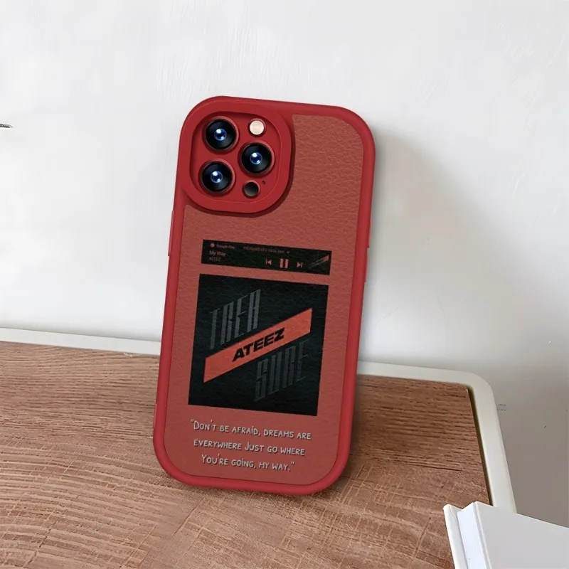 KPOP ATEEZ Logo Phone Case Red For IPhone 14 11 13 12 Pro Max Mini Xs X Xr 7 8 Plus SE2020 Leather Silicone Soft Texture Coque