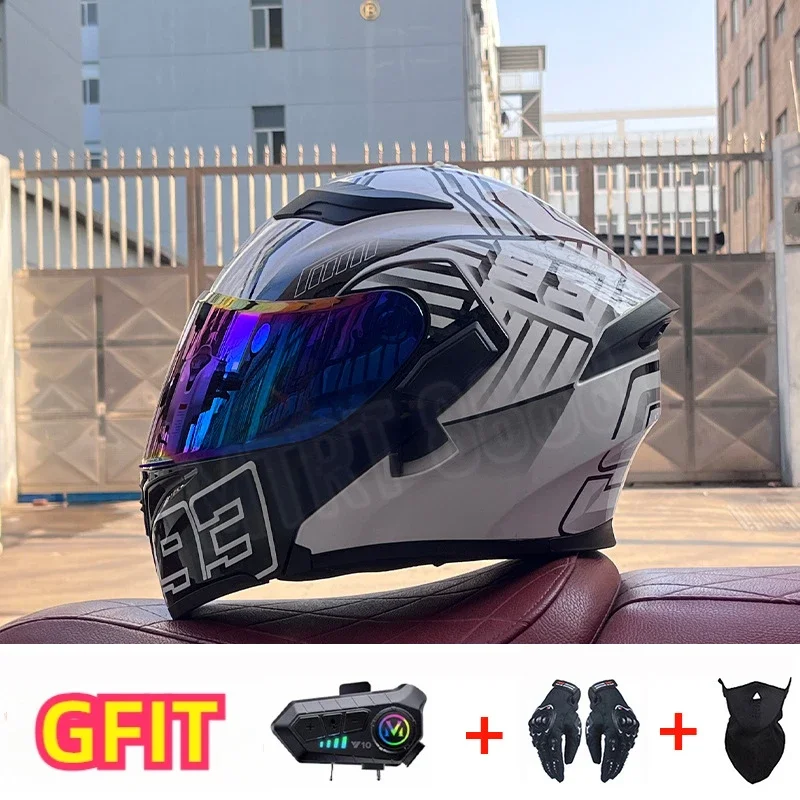 JIEKAI Motorcycle Helmet Double Lens Men Women Riding 4 Seasons Motorcycle Bluetooth Modular Flip Up Helmet Cascos Para Moto