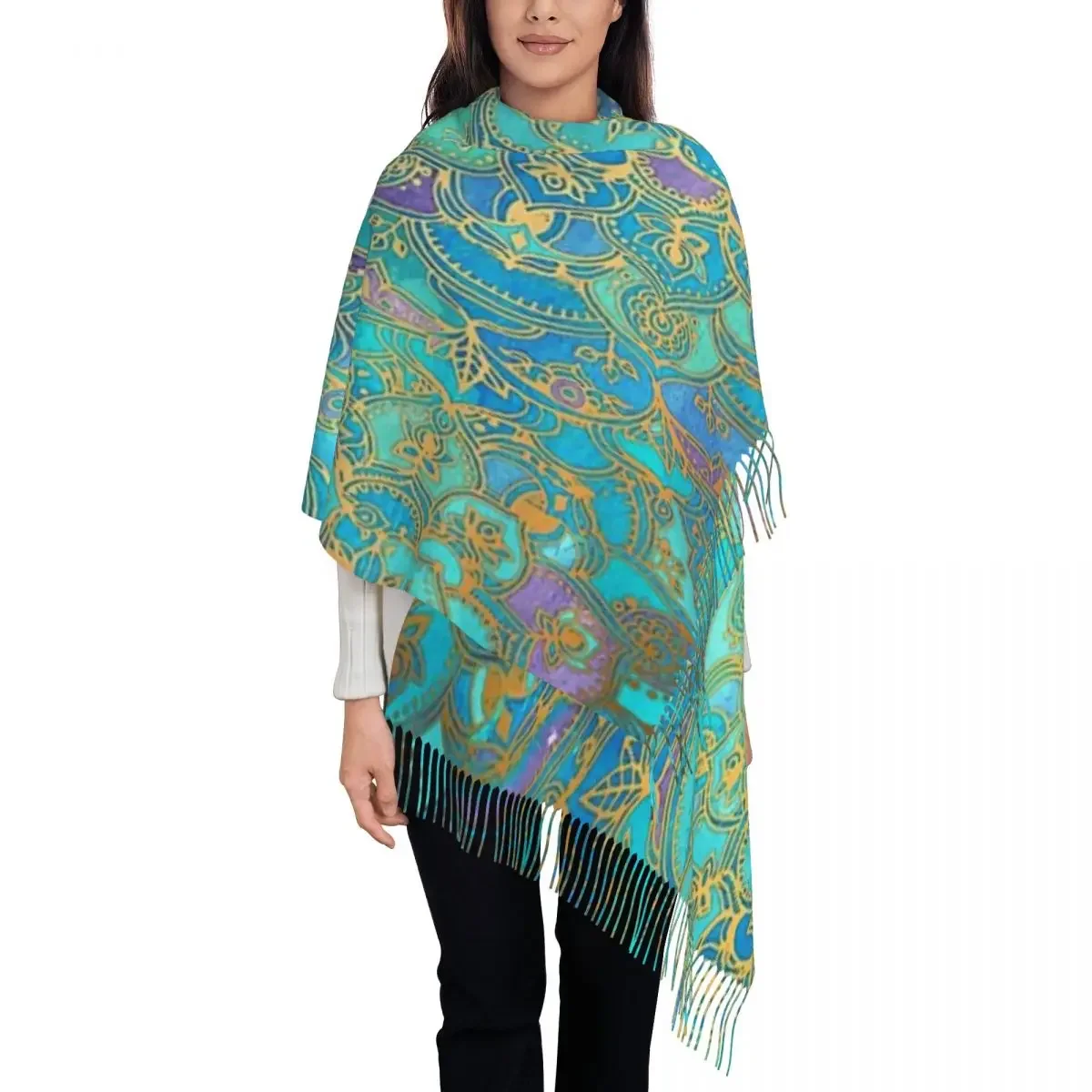 Sapphire & Jade Stained Glass Mandalas Custom Printed  Scarf Women Men Autumn Winter Warm Scarves Customized DIY Print Shawls