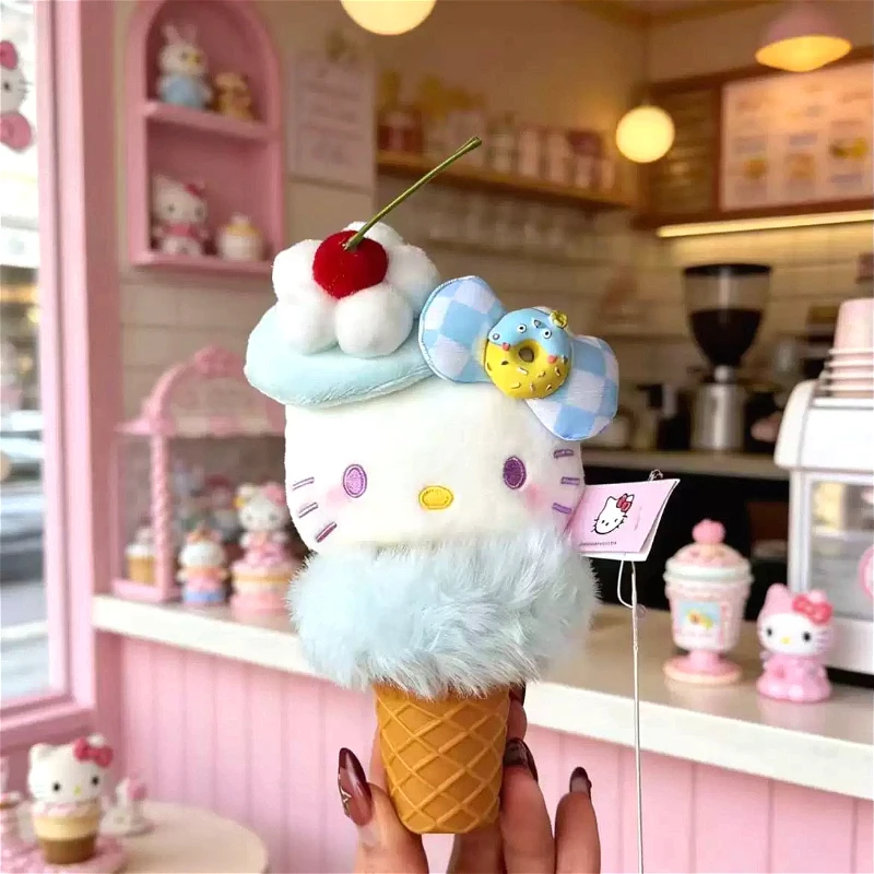 

2026 Anime Sanrio Genuine Hello Kitty Bag Pendant Ice Cream Cone Spring and Summer Girly Heart Sweet Bag Charms Cute Ins Lovely