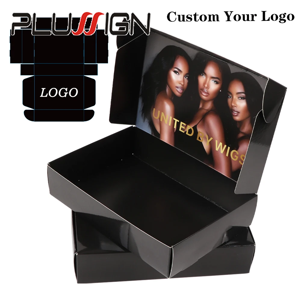 Custom Wig Boxes Packaging Free Design Your Logo/Text Wig Accessories Single-Sided Printing Fold Box For Hair Packaging