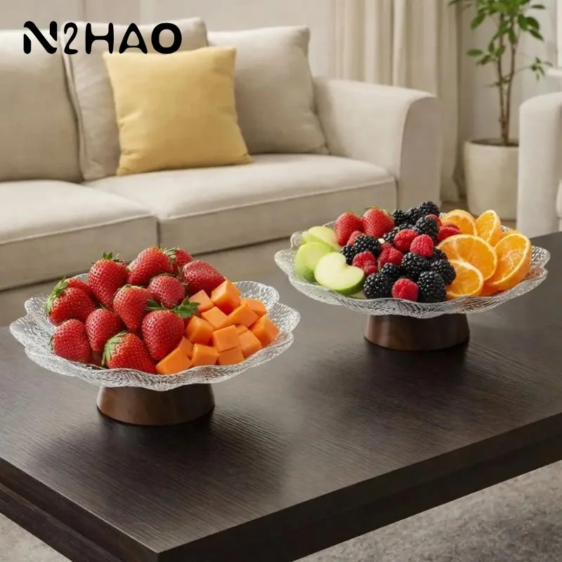 Footed Plastic Fruit Plate Draining Pedestal Dessert Display Bowl Stand