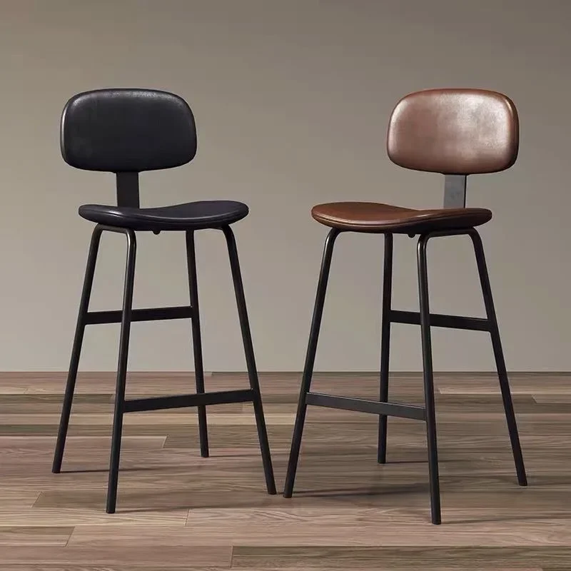 Nordic Home Bar Chairs with High Elastic Sponge Backrest Seat Iron Baking Paint Counter Stool Versatile Scene Modern Furniture