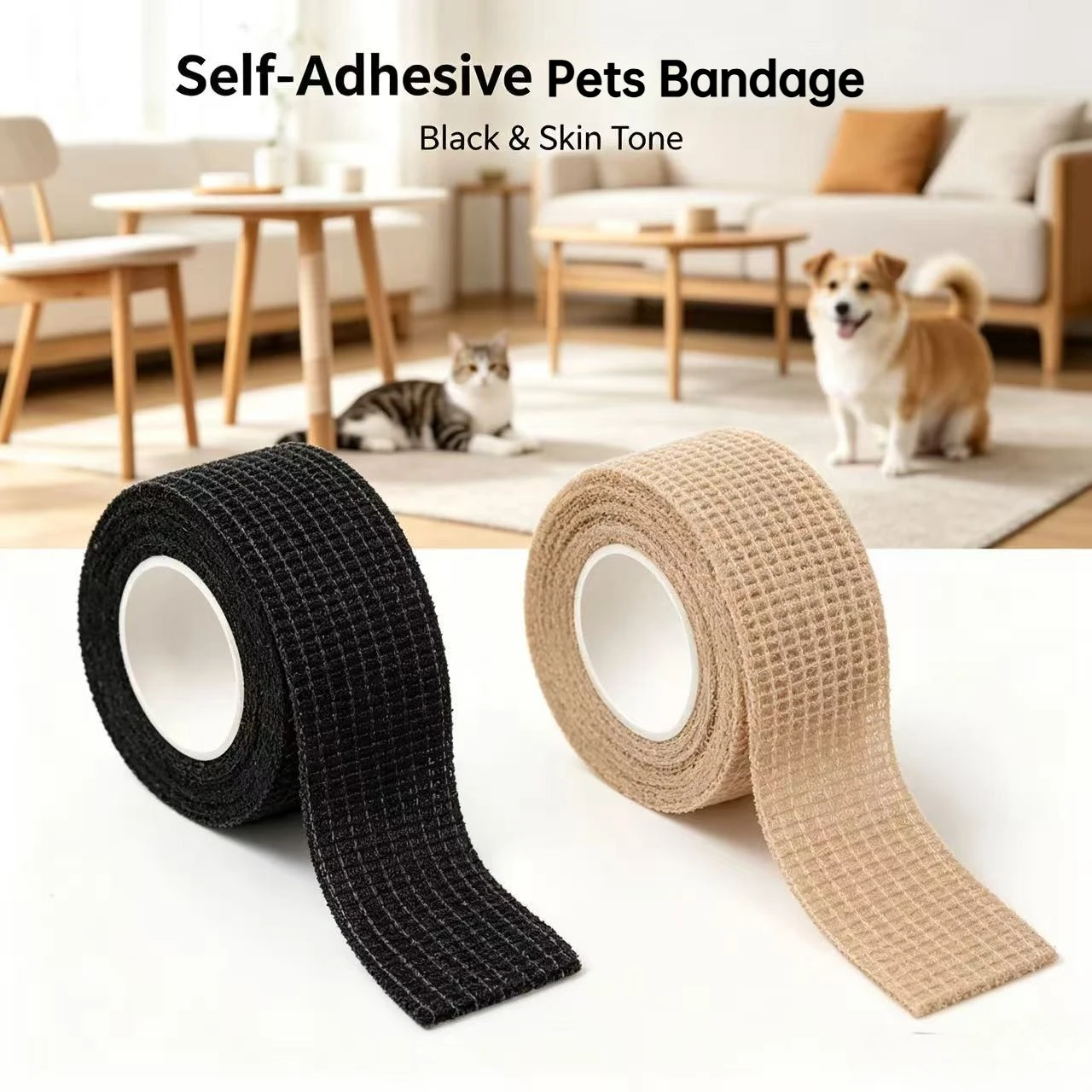 Self Adhesive Pet Bandage, Multiple Sizes, Breathable，for pets Paw Pad, Toe & Nail Protection, Fixation Wrap for Pets & Home Use
