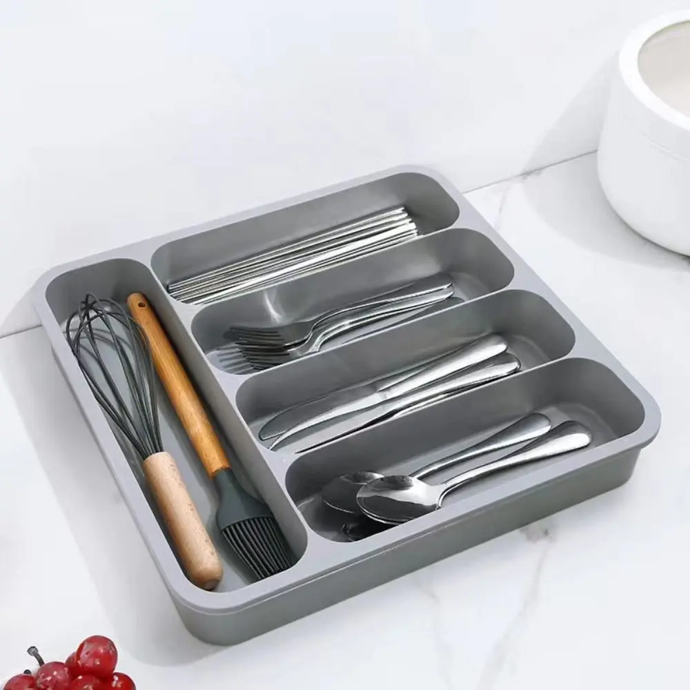 6 Compartment Plastic Cutlery Holder Save Space Spoons Forks Storage Trays Multifunction Utensils Storage Supplies