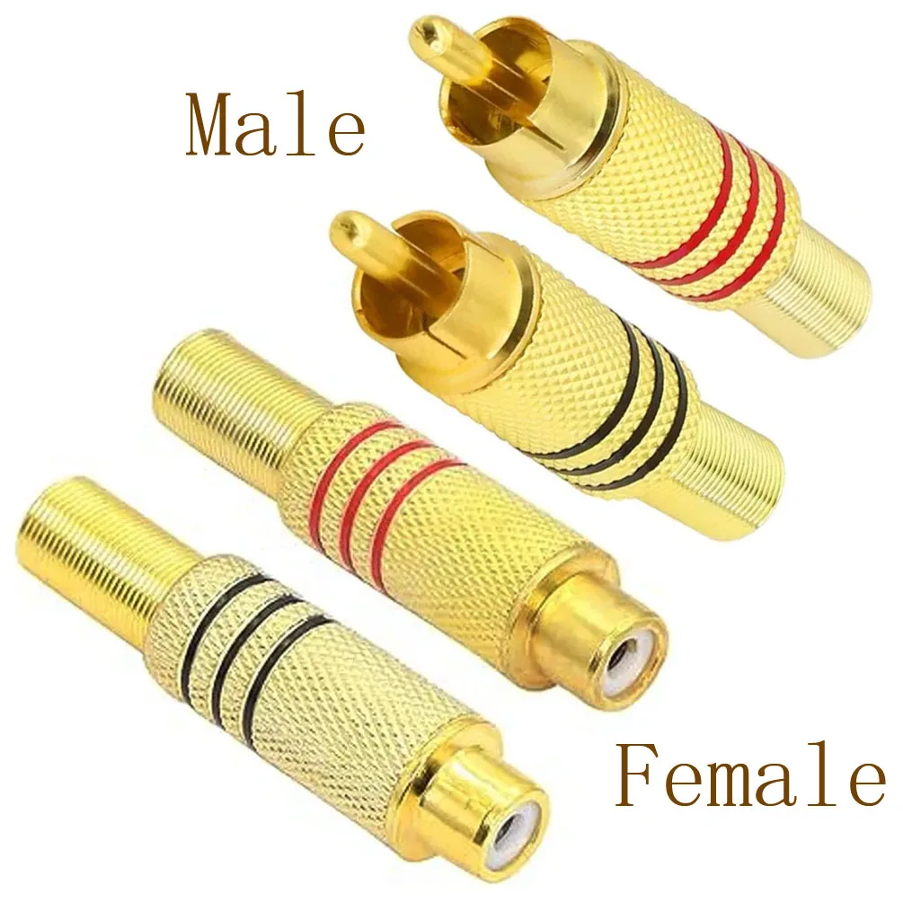 4PCS RCA Plug Gold Plated Solder Type Male Female Audio Video Connector for Home Theater Speaker Amplifier System AV Terminal