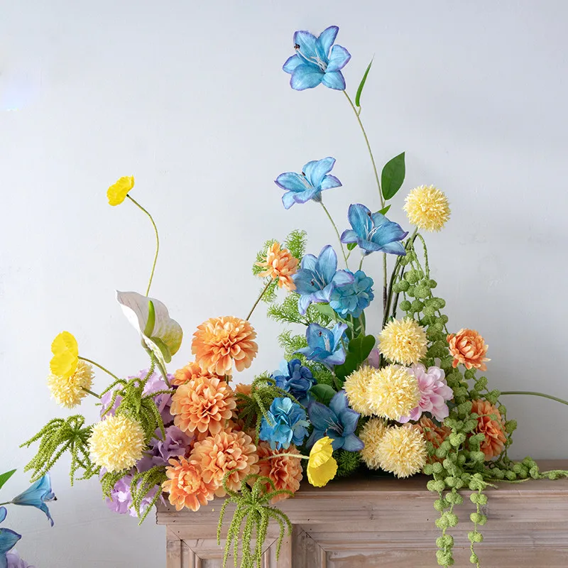 Monet-style pastoral orange decorative floral art: finished product realistic arrangement flower roadside guide flower, potted s