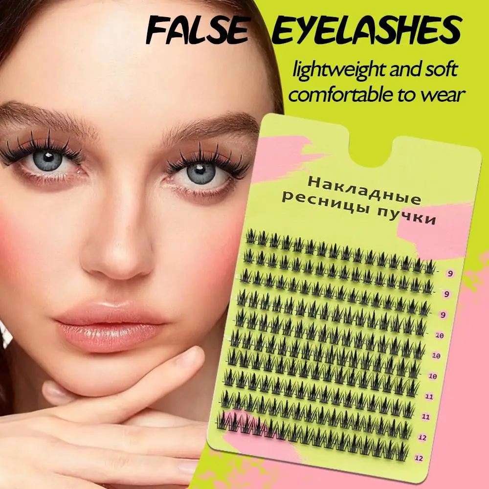 Russische Volumen-Cluster-Wimpern-Set 3D Wispy Natürliche Wimpernverlängerung Bündel 9-13mm Flauschig & Wiederverwendbare Fasern für Tiefes Augen-Make-up