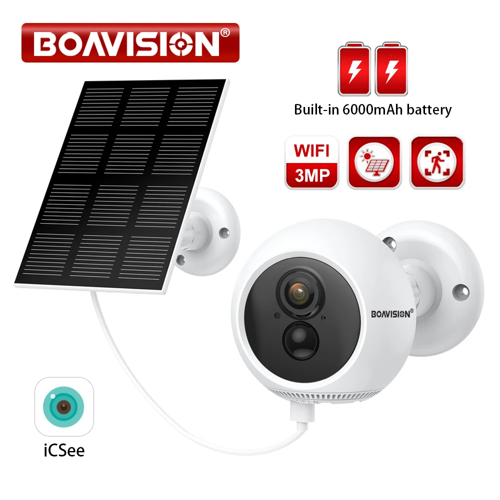 

2K Solar IP Camera Outdoor Rechargeable Battery WIFI Wireless Camera PIR Motion Security Camera 3MP Video Surveillance P2P iCSee