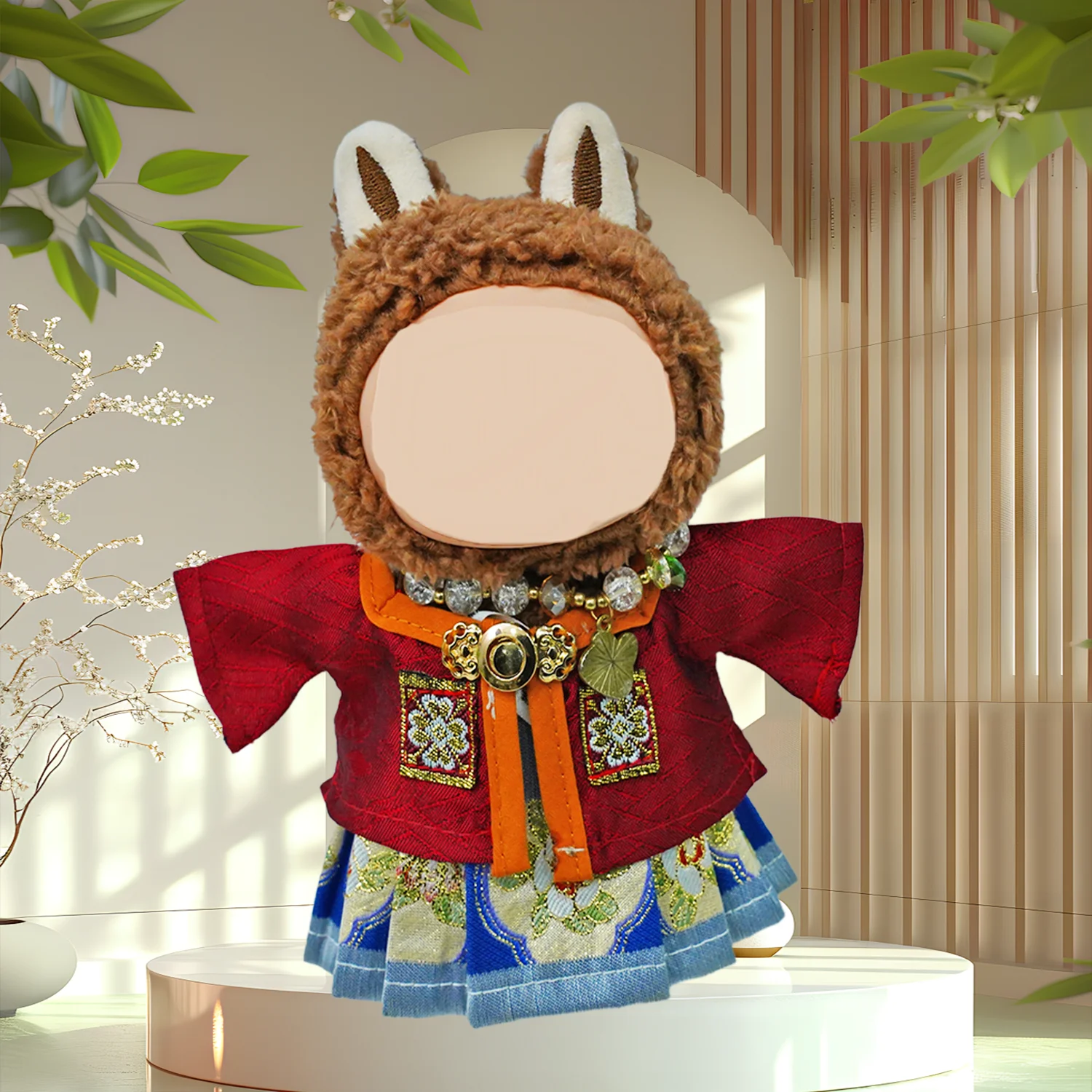 17 cm Ming Hanfu four-piece square collar is made of Rabu doll clothing accessories with brocade horse face skirt (no doll).