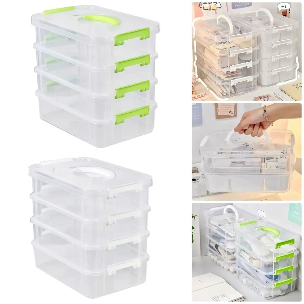 

1Pcs New Drawer Table Desk Storage Organizer Transparent 4 Layers Makeup Organizer Box Plastic Stackable Jewelry Container Bins