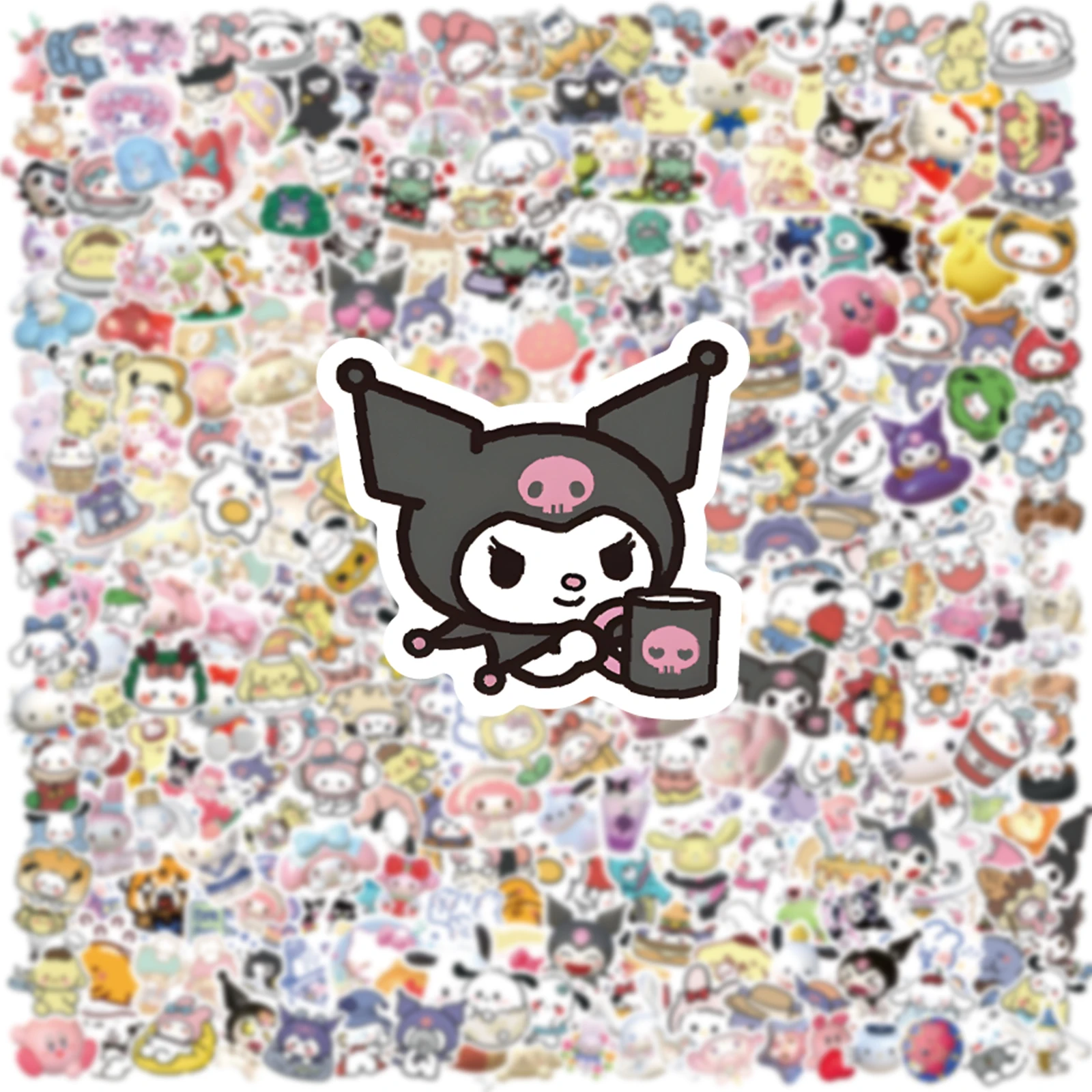 100/200/300Pcs Kawaii Sanrio Kuromi Melody Hello Kitty Stickers Laptop Mobile Phone Luggage Waterproof Cartoon Sticker Decals