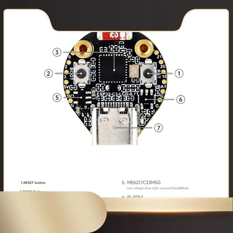 

ESP32 C3 Круглая макетная плата ЖК-дисплея с корпусом Электронный EYE 0,71-дюймовый дисплей Экран часов GC9A01 160X160-N36R