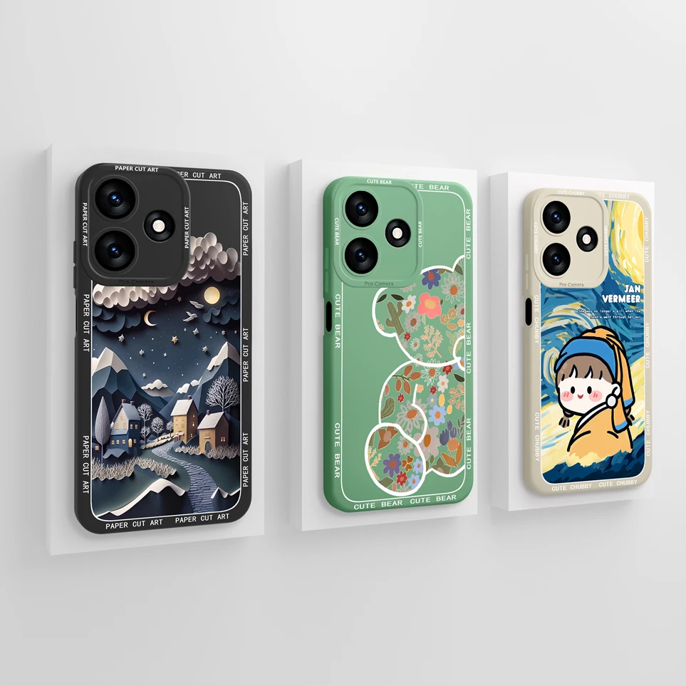 Custodia per Tecno Spark 10 10 Pro 10C bellissimi fiori retrò custodia protettiva in Silicone liquido Coque per Spark10 10Pro 10 C Funda