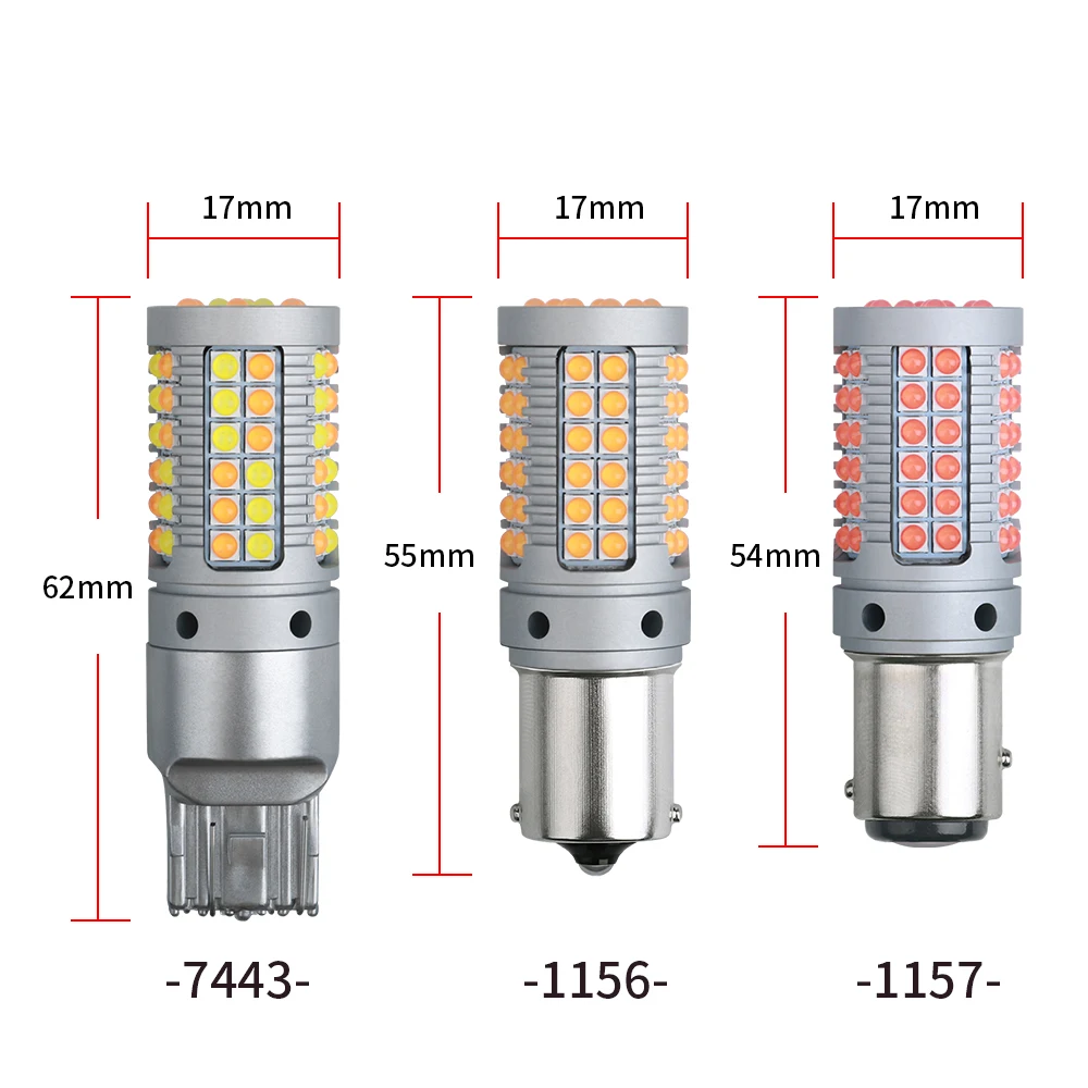 2PCS 1156 BA15S P21W LED BAU15S PY21W 7443 W21/5W T20 CANBUS Bulbs 69SMD 3030 LED Turn Signal Light Backup Reverse Lights White