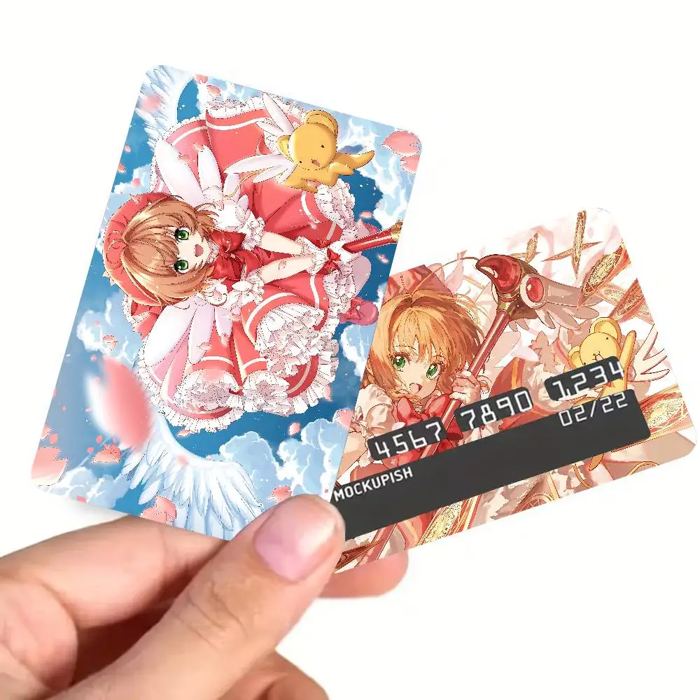Anime C-Cardcaptor Sakura Girl Fashion Matte Gold Silver Black Matte Film Skin Sticker Tape for Bank Credit Debit Card