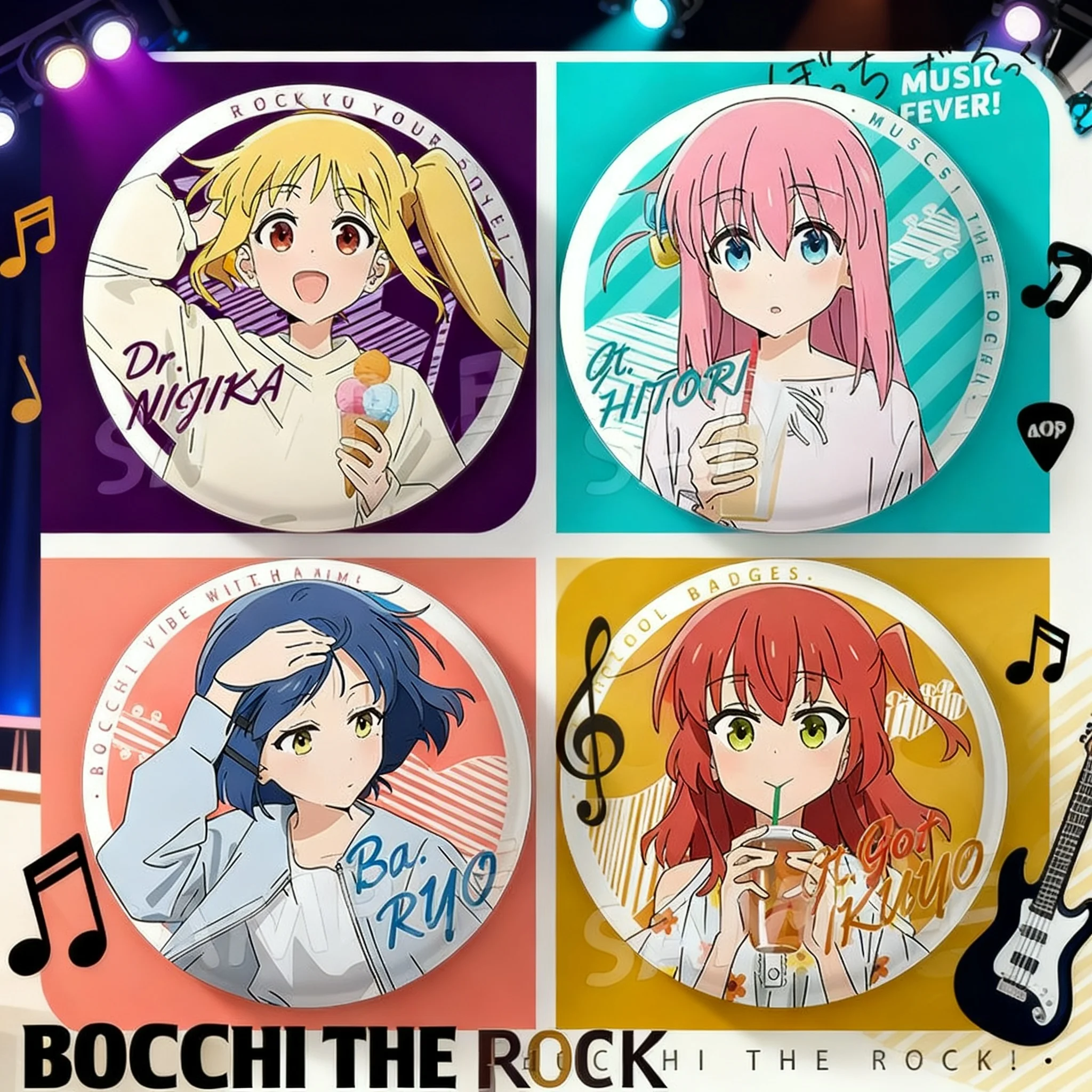 Anime Bocchi The Rock Goto Hitori Kita Ikuyo Double Sided Flashing Large Badge Pin Merchandise Collection Gift For Fans Cosplay