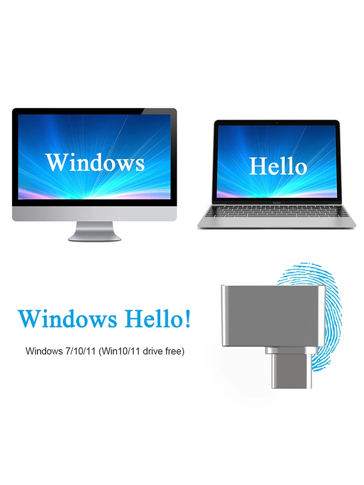ماسح ضوئي بيومتري بقفل من النوع C، وحدة تسجيل دخول/إضافية، وحدة فتح الكمبيوتر المحمول، ماسح ضوئي بيومتري محمول لنظام التشغيل Windows 7/10/11