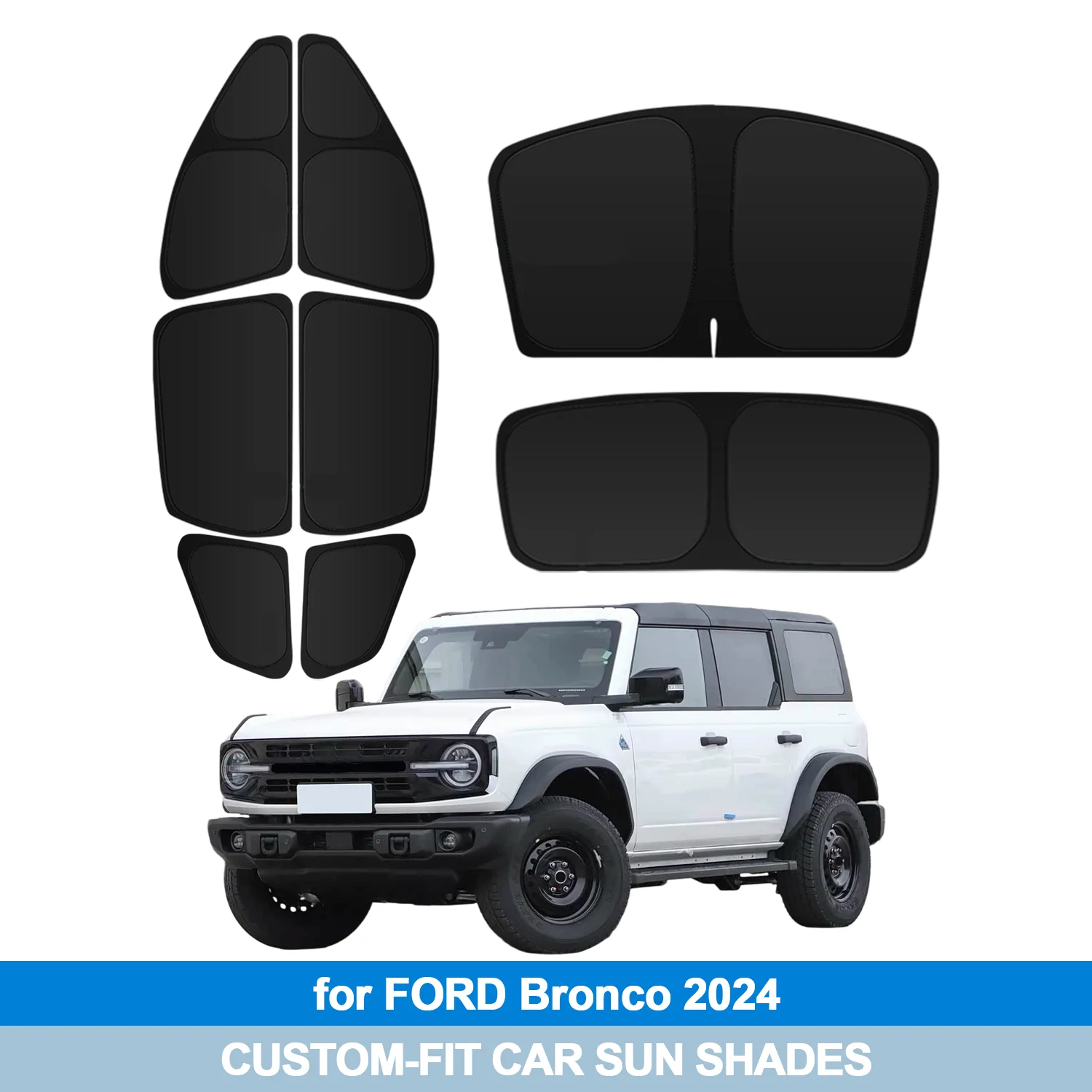 

For FORD Bronco 2024 Windshield Sun Shade Side Window Shades Cover Sun Visor Shield Privacy Protection