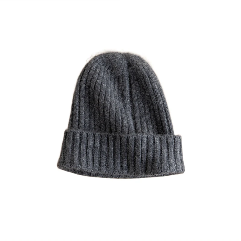 Men Hats 100% Goat Cashmere Knitted Solid-Color 4Colors Soft Keep Warm Hat For Males FJ01