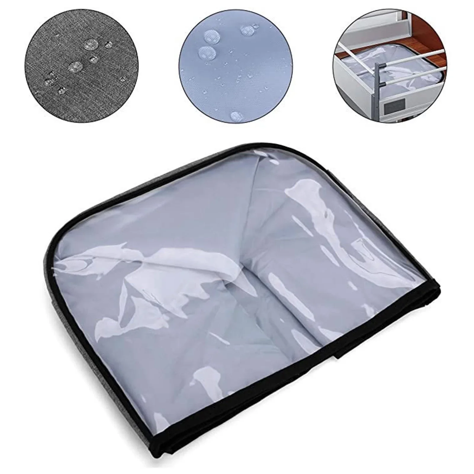 Dust Cover for Ninja Foodi Grill, Clear Front Panel, Storage Pockets, Gray, Compatible with AG301, AG302, AG400