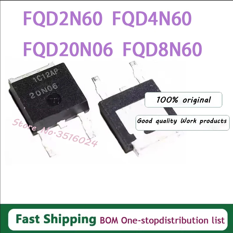 20Pcs New Original FQD1N60 FQD2N60 FQD4N60 FQD5N60 FQD6N60 FQD7N60 FQD8N60 FQD20N06