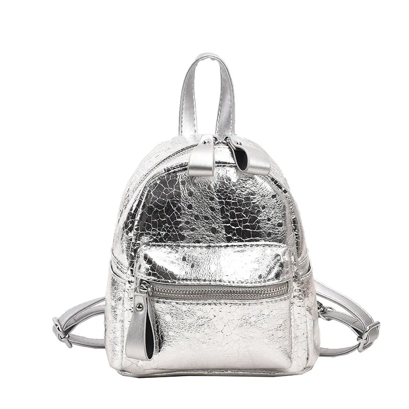 alexander mcqueen mini backpack silver Silver Women's Mini Backpack 18x10x19cm PU Leather