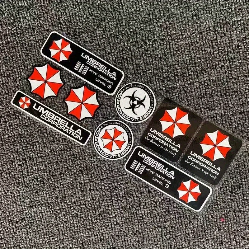 1 ชุดสติกเกอร์ธีมวัฒนธรรมภาพยนตร์ ลาย Umbrella Corp ของตกแต่งรถยนต์สุดโดดเด่น เพิ่มความโดดเด่นให้กับรถยนต์ของคุณ