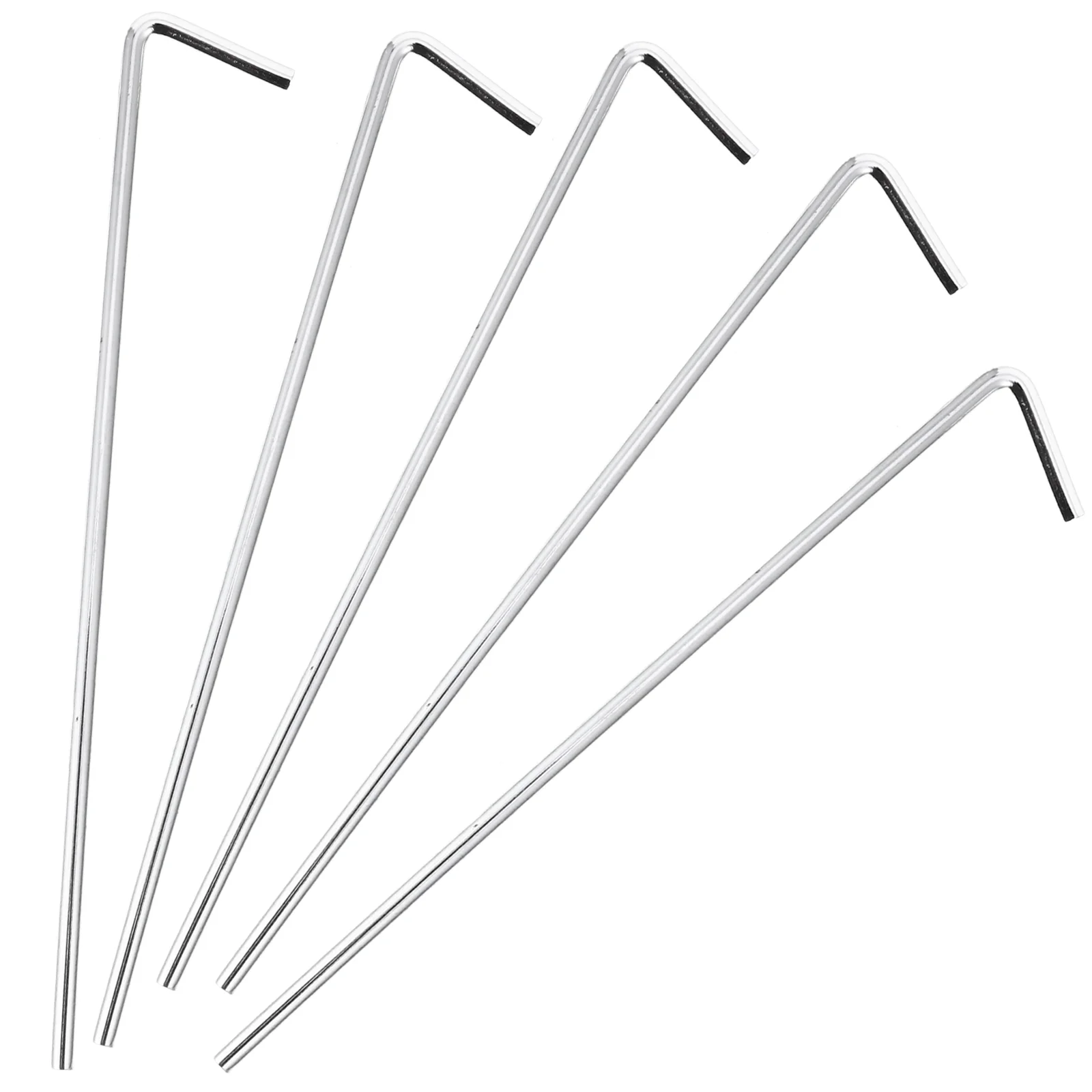 20 PCS Camping Accessories 7-shaped Ground Nail Tent Tarp Peg Outdoor Stakes Silver