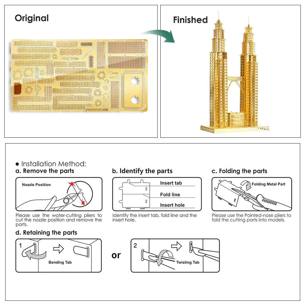 Piececool 3D Puzzle Metal DIY Petronas Towers Building Kit for Adult Model Kit Teen Toys