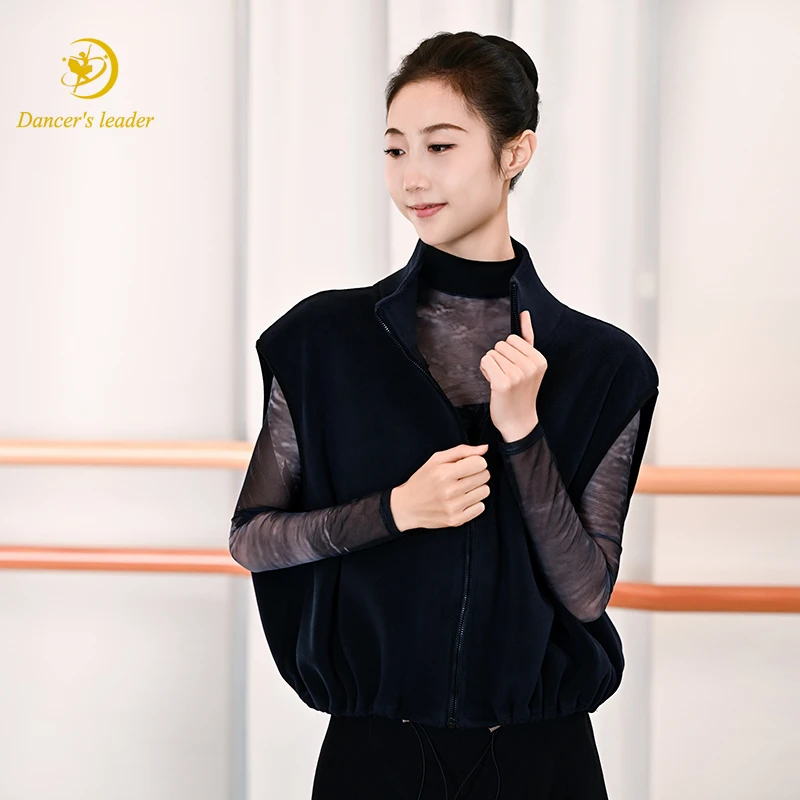 Macacão de balé, estilo feminino adulto profissional, dança de emagrecimento, prática de ioga, colete quente de lã olímpica de outono e inverno