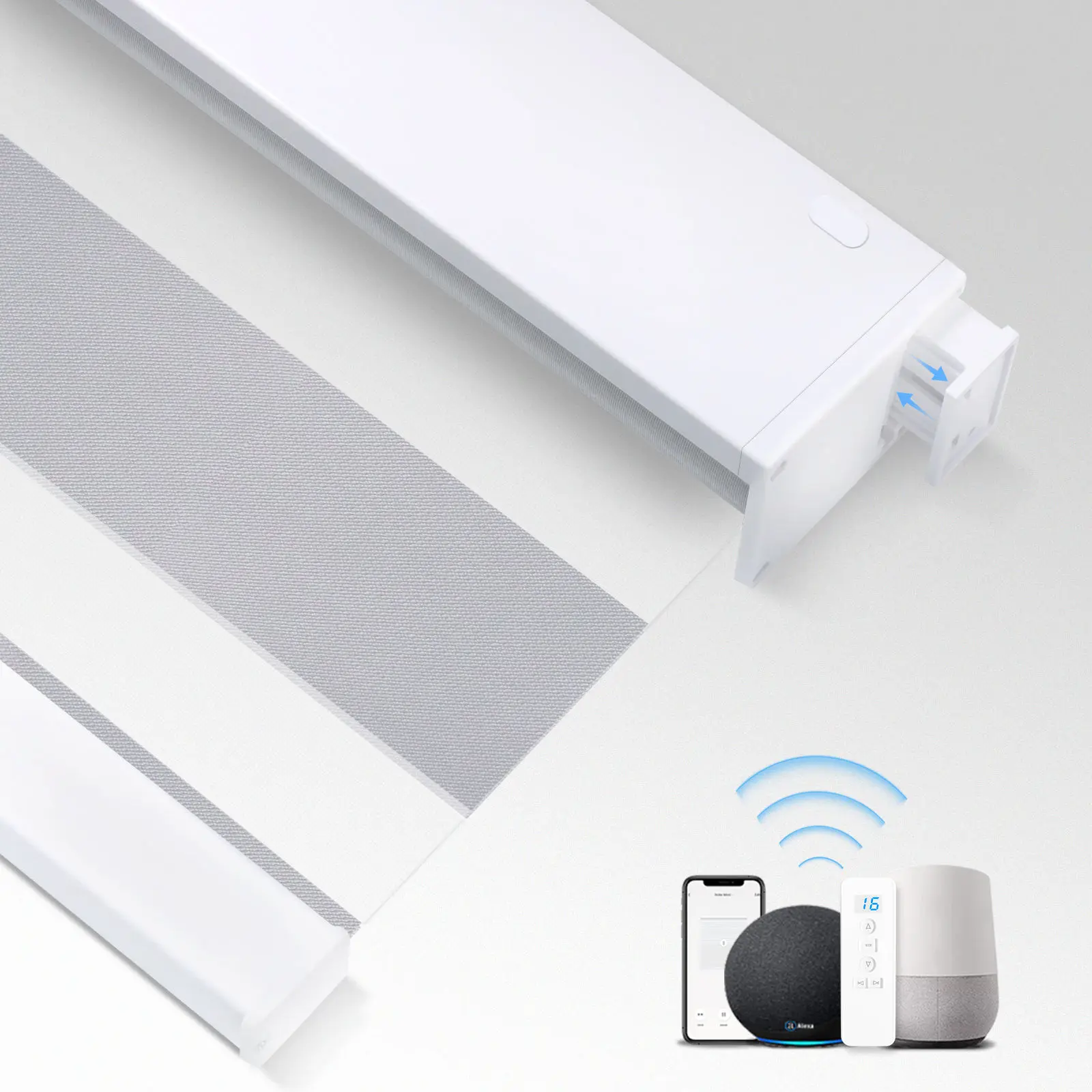 No Drill No Tools Smart Alexa Tuya Google Wifi Zigbee Electric Double Blackout Motorized Zebra Roller Blinds for Windows Hotel