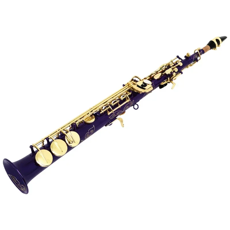 Treble Saxophone Straight Saxophone B-flat Carved Saxophone Brass Professional Performance