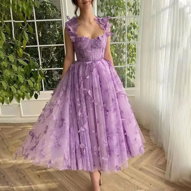 Sage Green Butterfly Long Prom Dress Spaghetti Straps High Side Split Sweetheart Backless Dress A-line Evening Party Gown