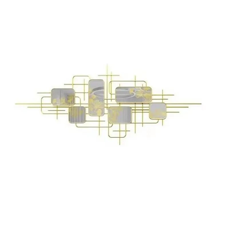 150*65cm Perfect Gift Luxury New Geometric Metal Frame Glass 3D Decorative Art Wall Hanging for Living Room Decor
