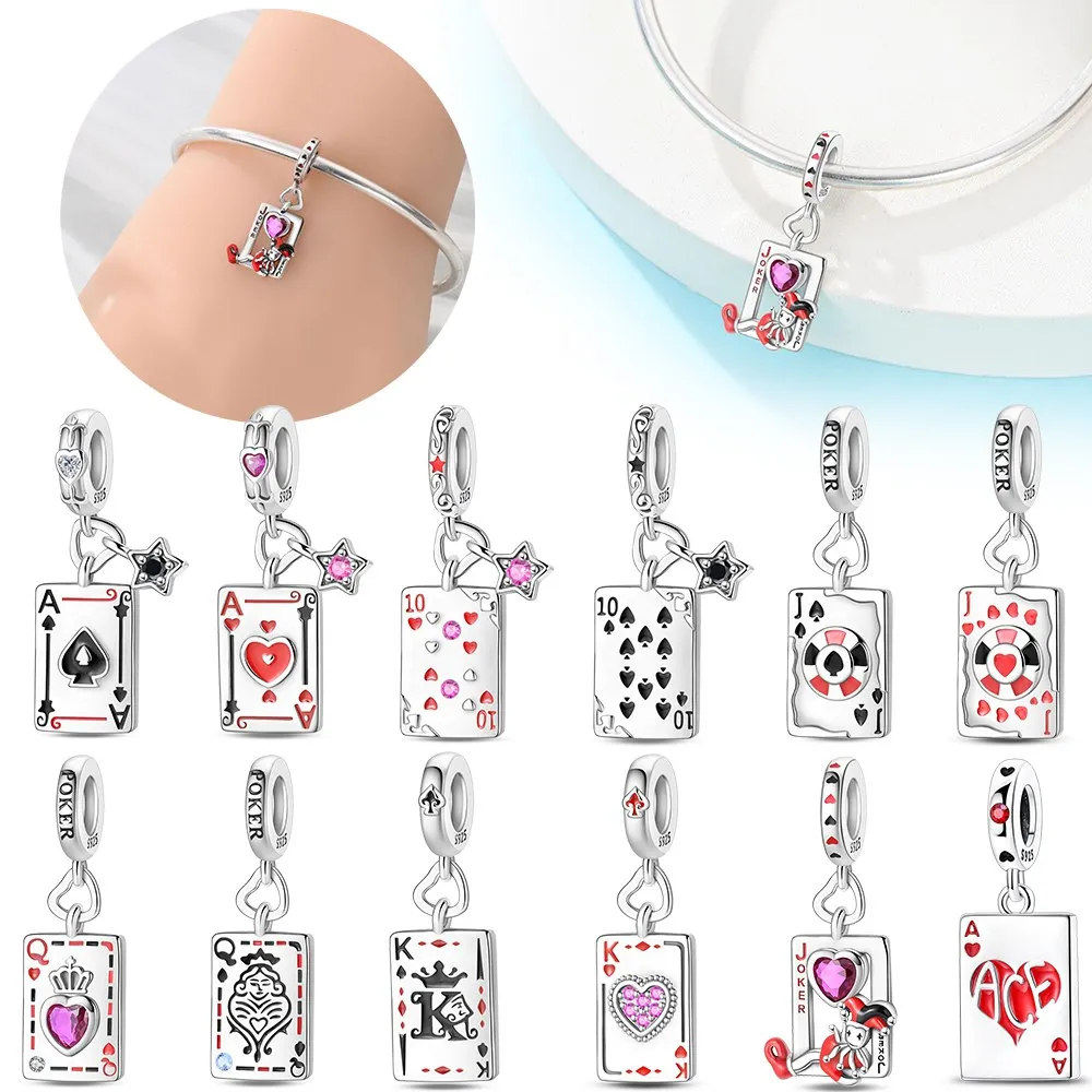 بوكر بطاقة قلادة فضية الألوان خرز تميمة صالح الأصلي سحر خرز سوار للنساء صنع المجوهرات الهدايا #1