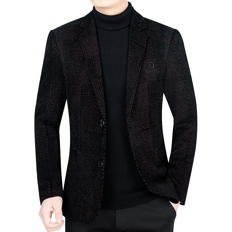 New Winter Men Fleece Blazers Jackets Formal Wear Suits Coats Business Casual Blazers Quality Man Thicker Warm Suits Jackets 4XL