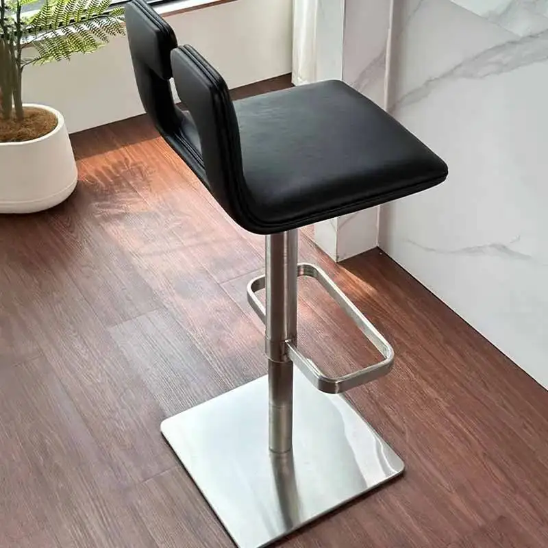 

Coffee Silver Design Bar Stool Lounge Gold Steel Comfortable Kitchen Chair Nordic Swivel Bistro Tabouret De Bar Luxury Furniture