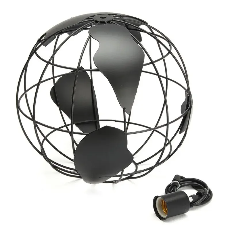 Black Creative Loft Continental Single Retro Globe Vhandelier Modern Metallic Lounge Café Casual Ceiling Lamp