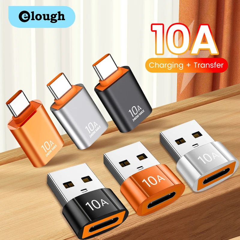 Elough 10A USB3.0 OTG To Type C Data Transfer Adapter Type C Female to USB Male Converter Fast Charging For PC Macbook Samsung