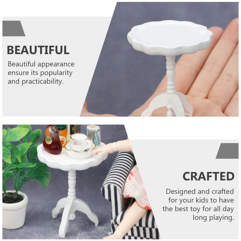 ลูกไม้โต๊ะกลมขนาดเล็กรุ่นตกแต่ง 1:12 Mini House Miniature เครื่องประดับ Micro White Vanity