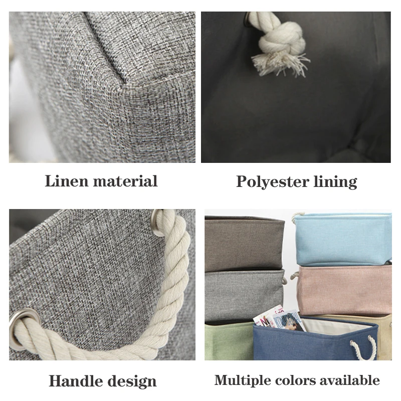 صندوق تخزين قابل للطي بمقابض، منظم كتان، سلة فرز أشتات، ملابس داخلية، جوارب، ألعاب، مستلزمات منزلية