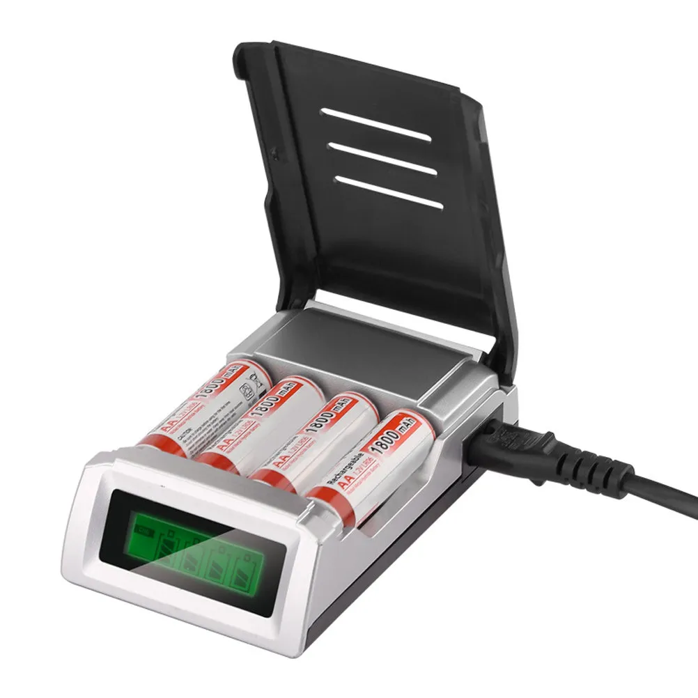 

Smart LCD 4-Slots Battery Charger for Rechargeable Batteries Uk Plug Advanced Control Overheat Overcurrent Short Circuit