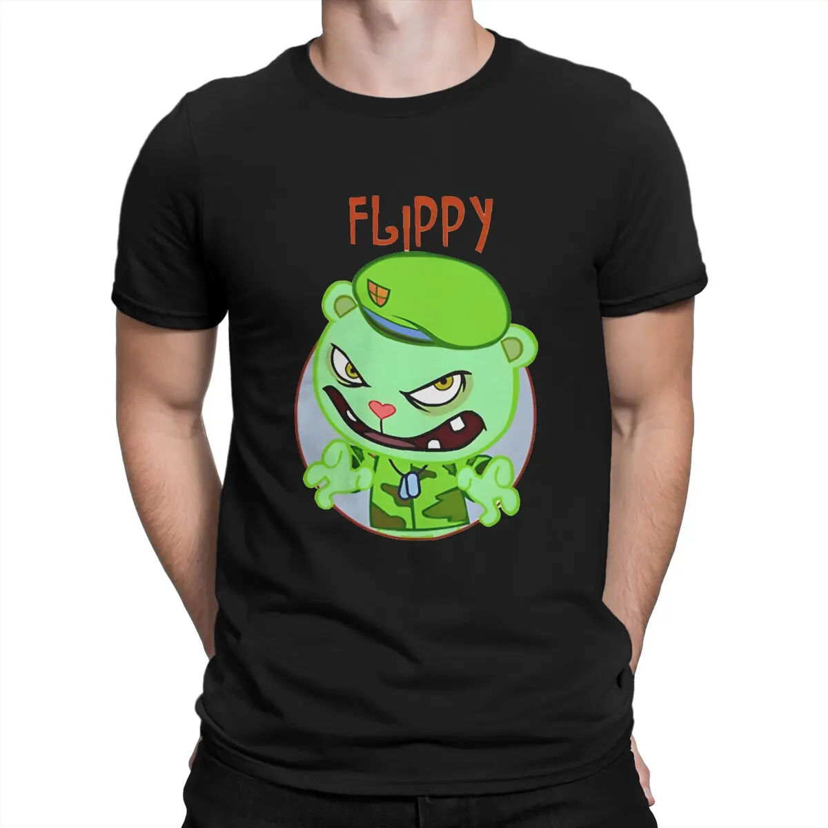 Flippy Man\'s TShirt Happy Tree Friends O Neck Short Sleeve 100% Cotton T Shirt Humor Top Quality Gift Idea