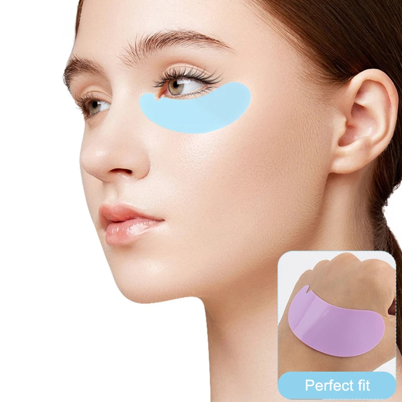 1 par de almofadas para os olhos reutilizáveis em forma de u, listras de silicone, elevador de cílios, extensão de cílios, remendos de silicone sob o remendo de gel de isolamento ocular