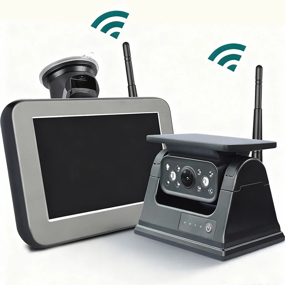 WIFI Wireless Solar Powered Energy Magnet Reverse Backup Camera with AHD 5