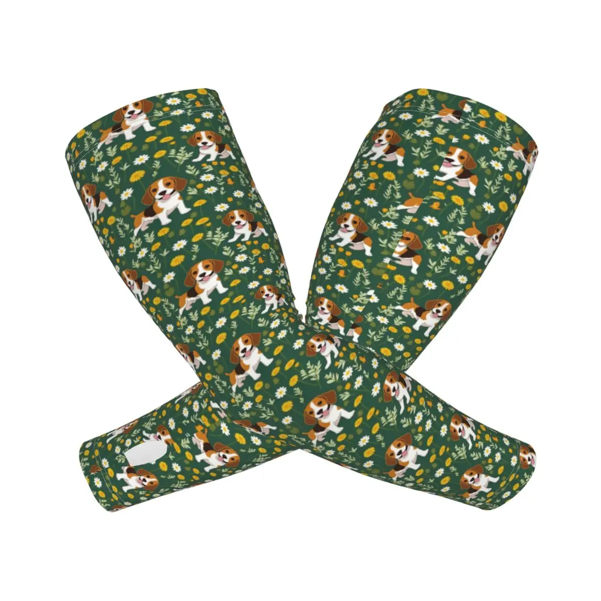 Happy Dog لطيف بيغل في الهواء الطلق أكمام أذرع تبريد الشمس الأشعة فوق البنفسجية غطاء للحماية الصيف الحرير الجليد ركوب الدراجات أكمام الوشم