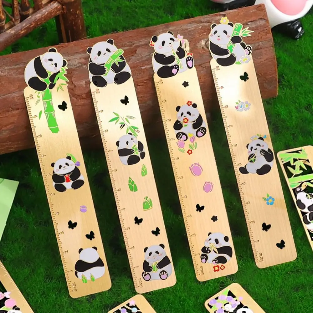 New Metal Metal Panda Bookmark Pendant Retro Pagination Mark Hollow Chinese Style Book Holder Ruler Student Gift