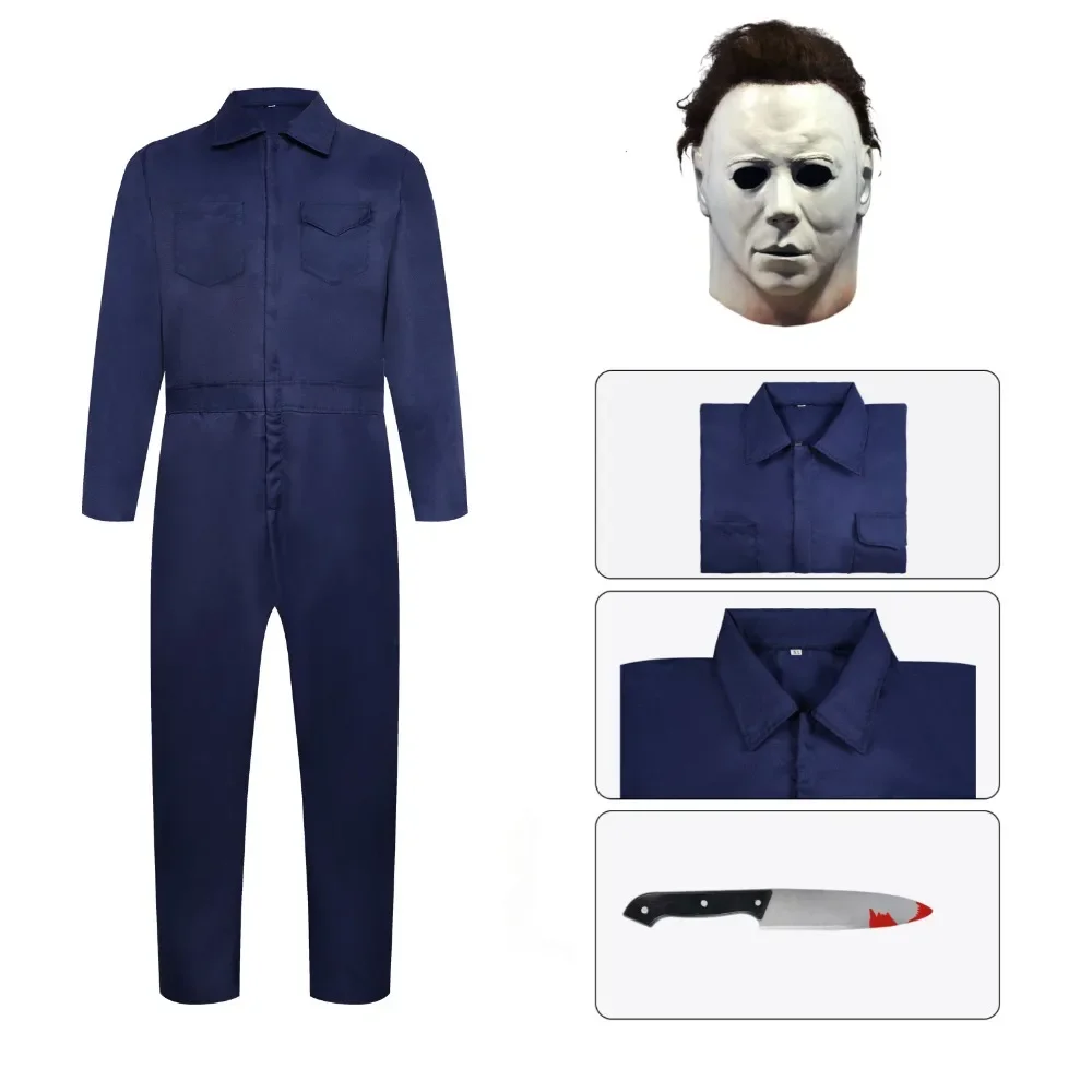 

Movie Halloween Cosplay Costumes Michael Horror Myers Murderer Uniform Sets Mask Head Masks Halloween Party for Men Women