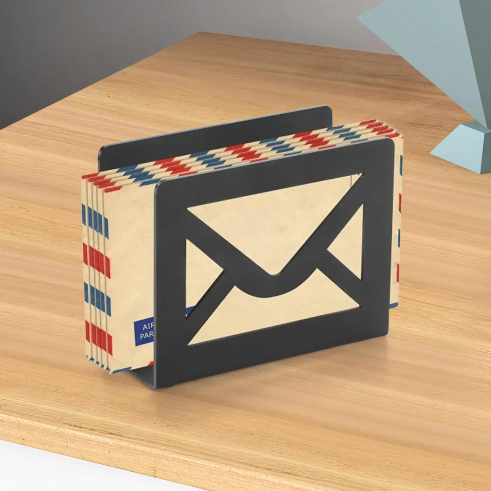 Metal Mail Storage Rack Desktop Envelope Holder Home Desk Document Organizer for Office Sorting